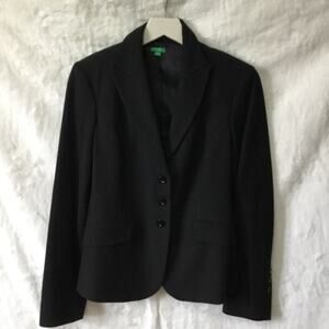 Benetton Black Three-Button Wool Blazer